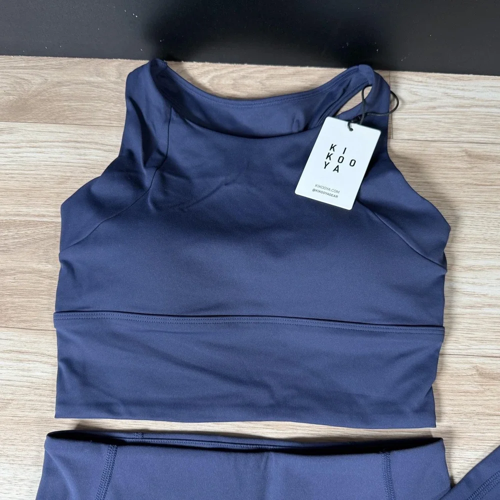 Kikooya Ikon Outfit Womens Small Navy Blue Sports Bra Leggings Matching Set